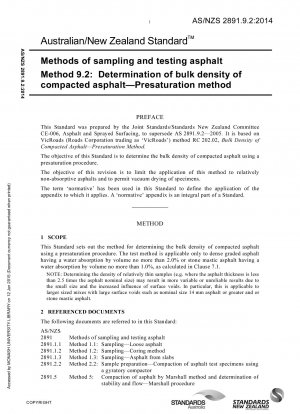 Métodos de muestreo y prueba de asfalto - Determinación de la densidad aparente del asfalto compactado - Método de presaturación