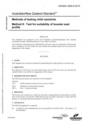 Métodos de prueba de sistemas de retención infantil: prueba de idoneidad del perfil del asiento elevador