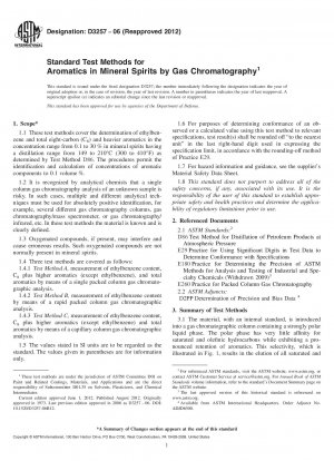 Métodos de prueba estándar para aromáticos en alcoholes minerales mediante cromatografía de gases